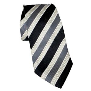 DONALD TRUMP Signature Collection Classic Black Striped Retro Silk Tie